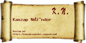 Kaszap Nándor névjegykártya